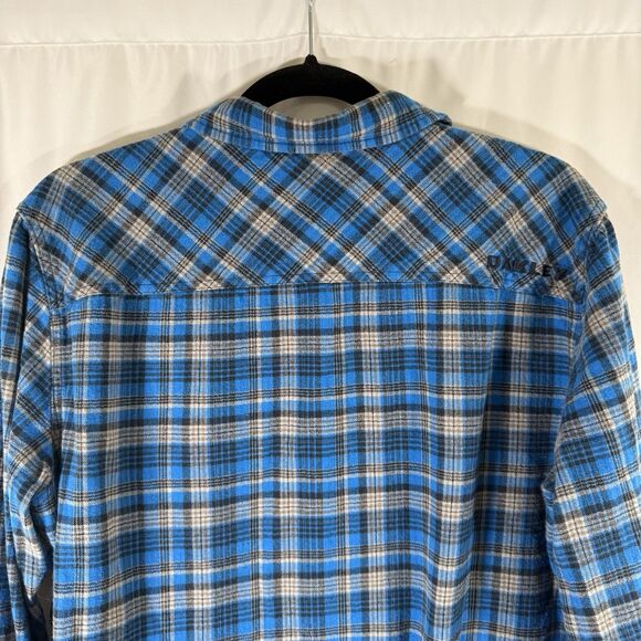 Oakley Flannel Shirt Men Medium Blue Plaid Button Up Shirt Collared Long Sleeve - Picture 9 of 11